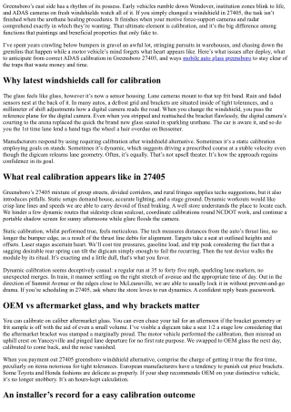 Windshield Calibration Greensboro 27405: Post‑Install Essentials