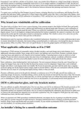 Windshield Calibration Greensboro 27405: Post‑Install Essentials