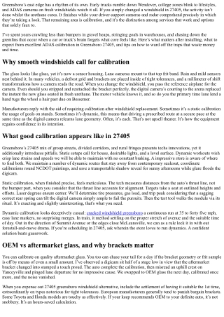 Windshield Calibration Greensboro 27405: Post‑Install Essentials