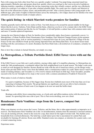 Best Marriott Hotel in Paris for Families Near Major Attractions