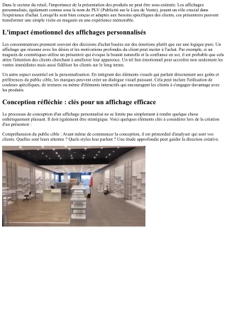 Innover avec des affichages personnalisés adaptés au client.