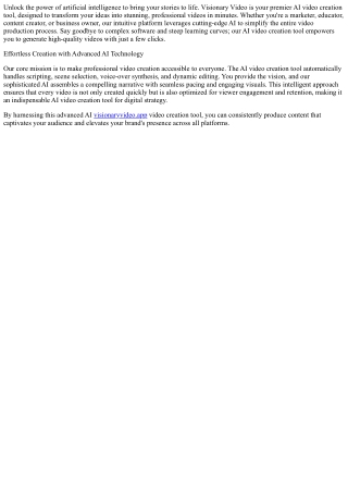 Visionary Video: Your AI-Powered Video Creation Tool