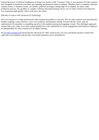 Visionary Video: Your AI-Powered Video Creation Tool