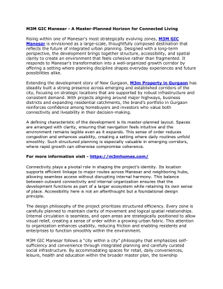 M3M GIC Manesar - A Master-Planned Horizon for Connected Living