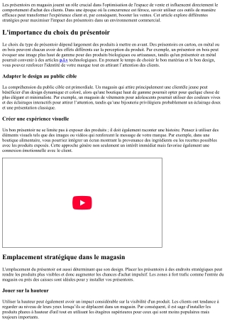 Stratégies De VENTE EFFICACE GRACE AUX PRESENTOIRS!