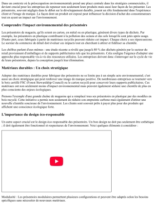 Impact Environnemental et Choix Durables pour vos PRÉSENTOIRS