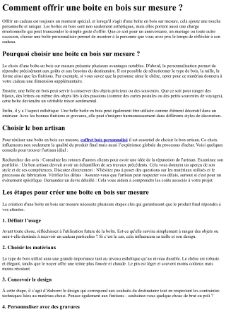 Comment offrir une boite en bois sur mesure