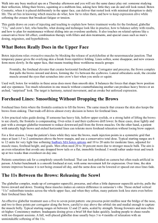 Botox for the Upper Face: Forehead, 11s, and Crow’s Feet