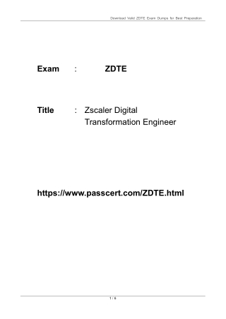 Zscaler Digital Transformation Engineer (ZDTE) PDF Dumps