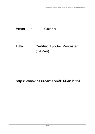 Certified AppSec Pentester (CAPen) PDF Dumps