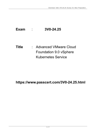 3V0-24.25 VMware Cloud Foundation 9.0 vSphere Kubernetes Service PDF Dumps