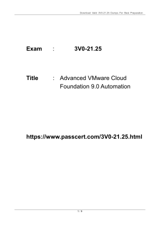 3V0-21.25 VMware Cloud Foundation 9.0 Automation PDF Dumps