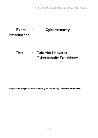 Palo Alto Networks Cybersecurity Practitioner PDF Dumps