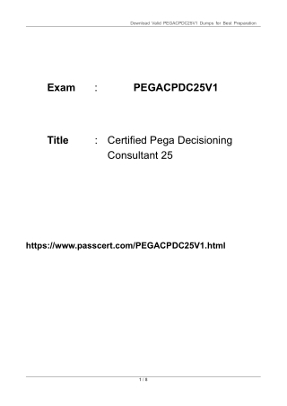 PEGACPDC25V1 Certified Pega Decisioning Consultant 25 PDF Dumps