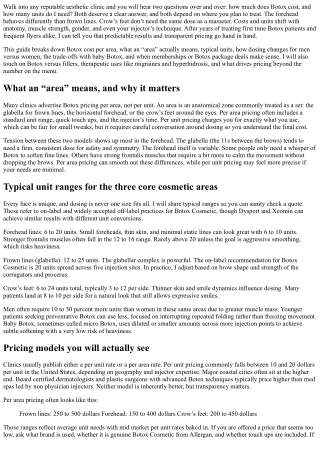 Botox Cost Per Area: Forehead, Crow’s Feet, Frown Lines Explained