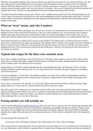 Botox Cost Per Area: Forehead, Crow’s Feet, Frown Lines Explained