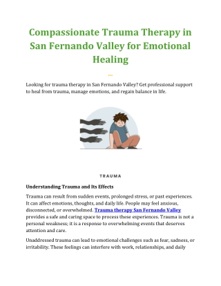 Compassionate Trauma Therapy in San Fernando Valley for Emotional Healing
