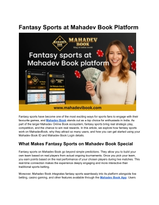 Fantasy Sports at Mahadev Book Platform