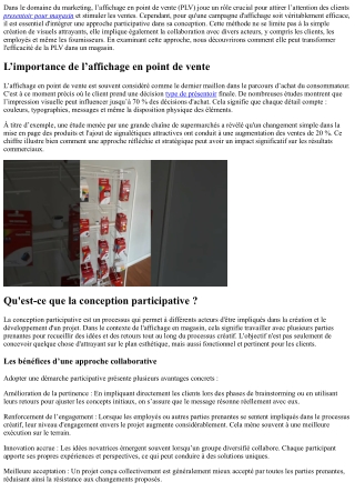 La conception participative au service d’un affichage efficace.