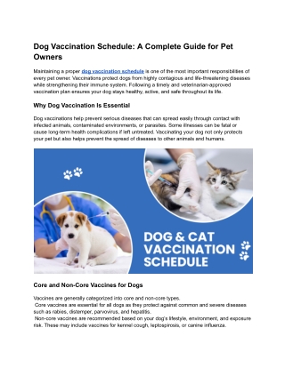 Dog Vaccination Schedule  _ CGS Hospital