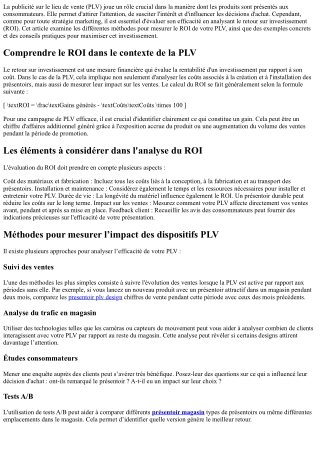 Analyser le retour sur investissement (ROI) de votre PLV
