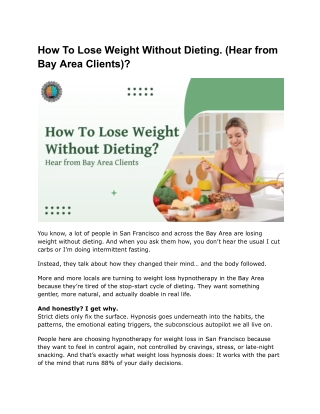 How Bay Area Clients Are Losing Weight Without Dieting