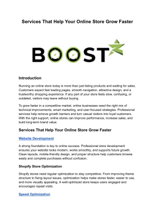 Services That Help Your Online Store Grow Faster