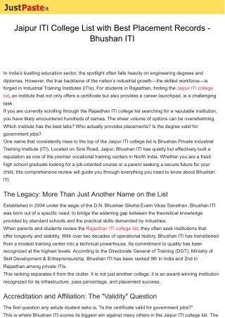Jaipur ITI College List- Bhushan ITI