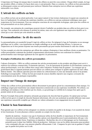 Coffrets en bois personnalisés pour l’entreprise : Augmentez votre image de marq