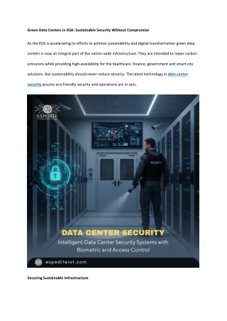 Green Data Centers in KSA Sustainable Security Without Compromise