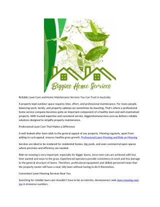 Reliable Lawn Care and Home Maintenance Services You Can Trust in Australia p