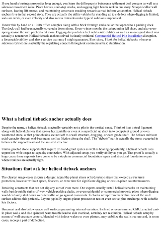 When to Utilize Helical Tieback Anchors in Commercial Foundation Stabilization