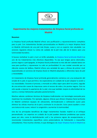 Experimenta los mejores tratamientos de limpieza facial profunda en Madrid