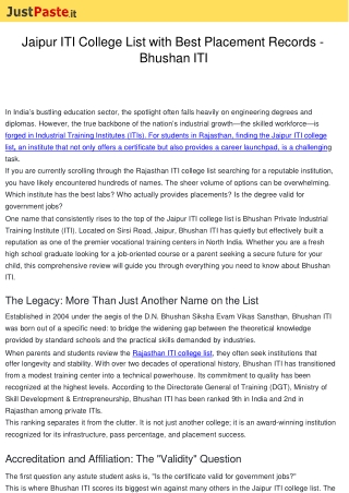 Jaipur ITI College List- Bhushan ITI