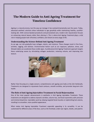 The Modern Guide to Anti Ageing Treatment for Timeless Confidence