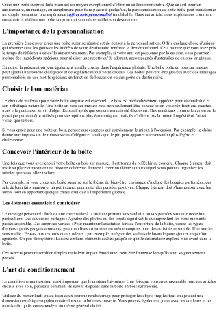 Comment offrir une expérience unique avec une boîte surprise faite main ?
