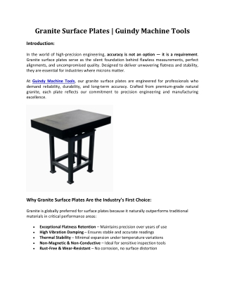 Granite Surface Plates | Guindy Machine Tools