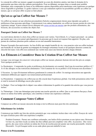 Coffret Sur Mesure : Guide Complet pour les Débutants