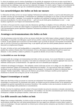 L'impact environnemental des boîtes en bois sur mesure : un choix responsable