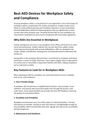 Best AED Devices for Workplace Safety and Complian