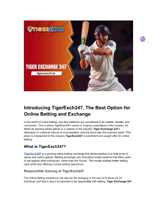 Tiger Exchange 247: Tiger Exchange 247 offers online cricket games