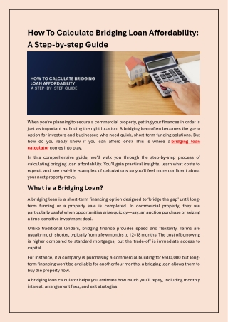 A Practical Guide to Calculating Bridging Loan Affordability