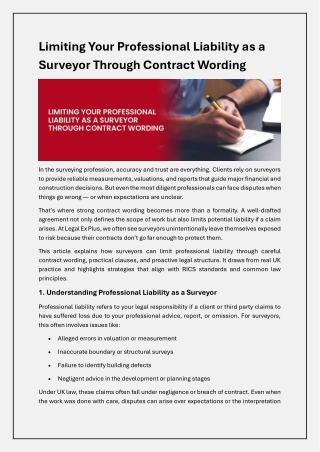 A Practical Guide to Managing Surveyor Liability with Clear Contract Terms