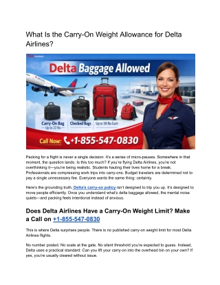 What Is the Carry-On Weight Allowance for Delta Airlines