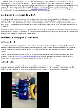 Les Matériaux à Privilégier pour une PLV Durable et Esthétique