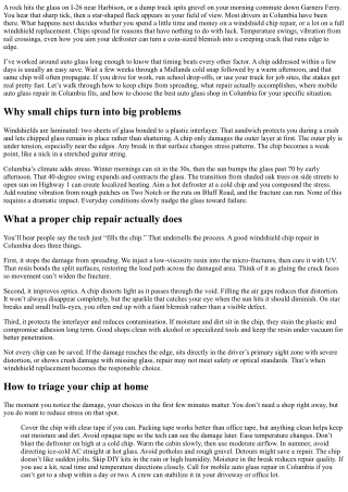 Windshield Chip Repair in Columbia: Preventing Cracks from Spreading