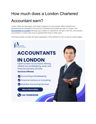 How much does a London Chartered Accountant earn?