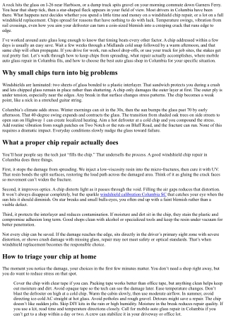 Windshield Chip Repair in Columbia: Preventing Cracks from Spreading