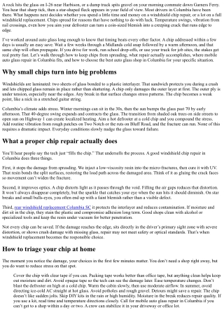 Windshield Chip Repair in Columbia: Preventing Cracks from Spreading