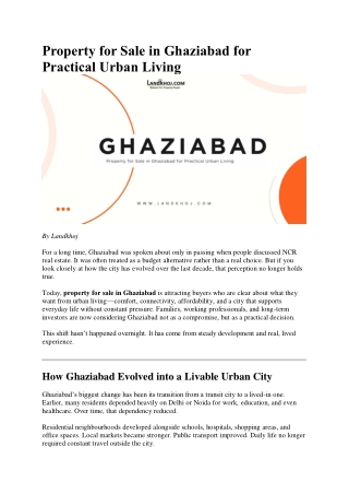 Property for Sale in Ghaziabad for Practical Urban Living